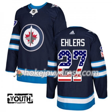 Dětské Hokejový Dres Winnipeg Jets Nikolaj Ehlers 27 2017-2018 USA Flag Fashion Modrá Adidas Authentic